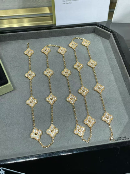 [Dawnora Jewelry]CLOVER 20 MOTIFS FULL-DIAMOND NECKLACE