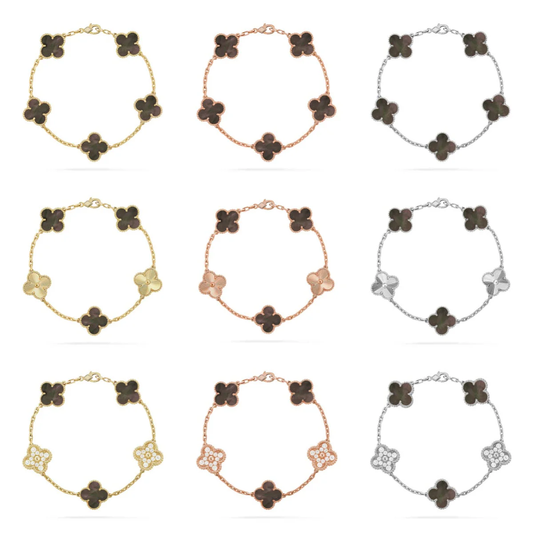 [Dawnora Jewelry] CLOVER 5 MOTIF GRAY MOP BRACELET COLLECTION