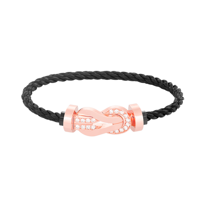 [Dawnora Jewelry]CHANCE LARGE 8 FIGURE BUCKLE HALF DIAMOND BRACELET ROSE GOLD