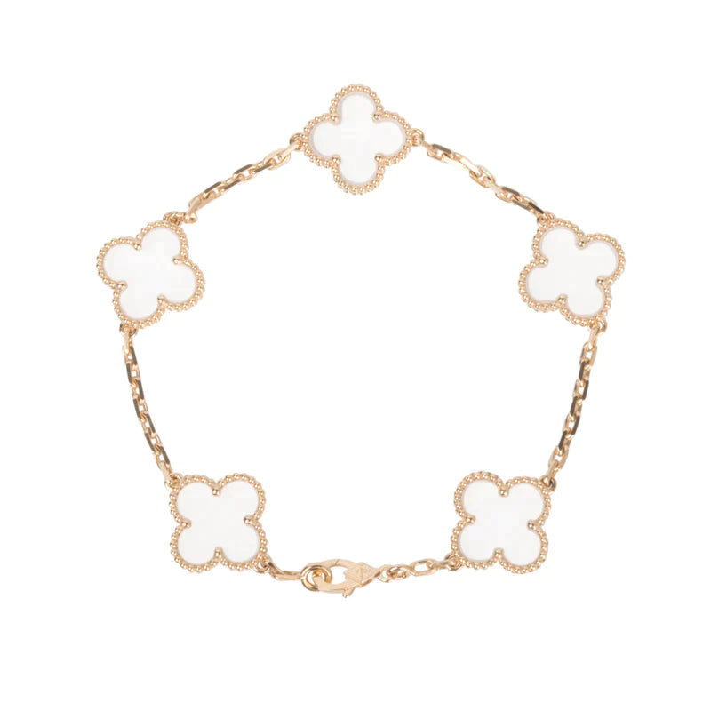 [Dawnora Jewelry]CLOVER 5 MOTIF ROCK CRYSTAL BRACELET