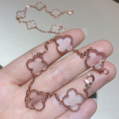 [Dawnora Jewelry]CLOVER 5 MOTIF ROCK CRYSTAL BRACELET