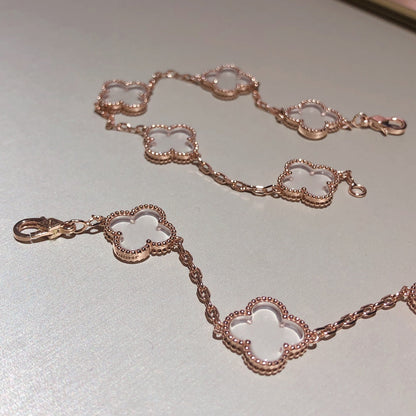 [Dawnora Jewelry]CLOVER 5 MOTIF ROCK CRYSTAL BRACELET