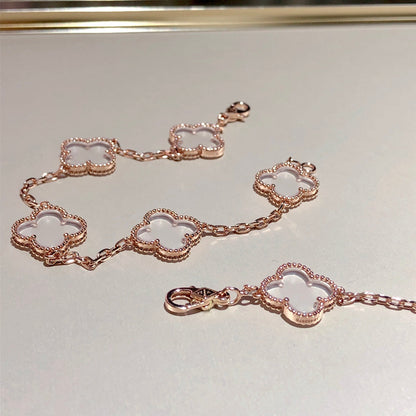 [Dawnora Jewelry]CLOVER 5 MOTIF ROCK CRYSTAL BRACELET