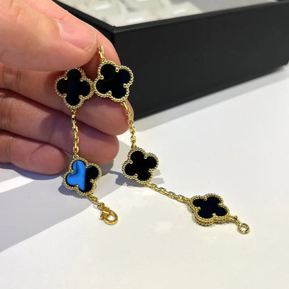 [Dawnora Jewelry] CLOVER 5 MOTIF ONYXS BRACELET COLLECTION