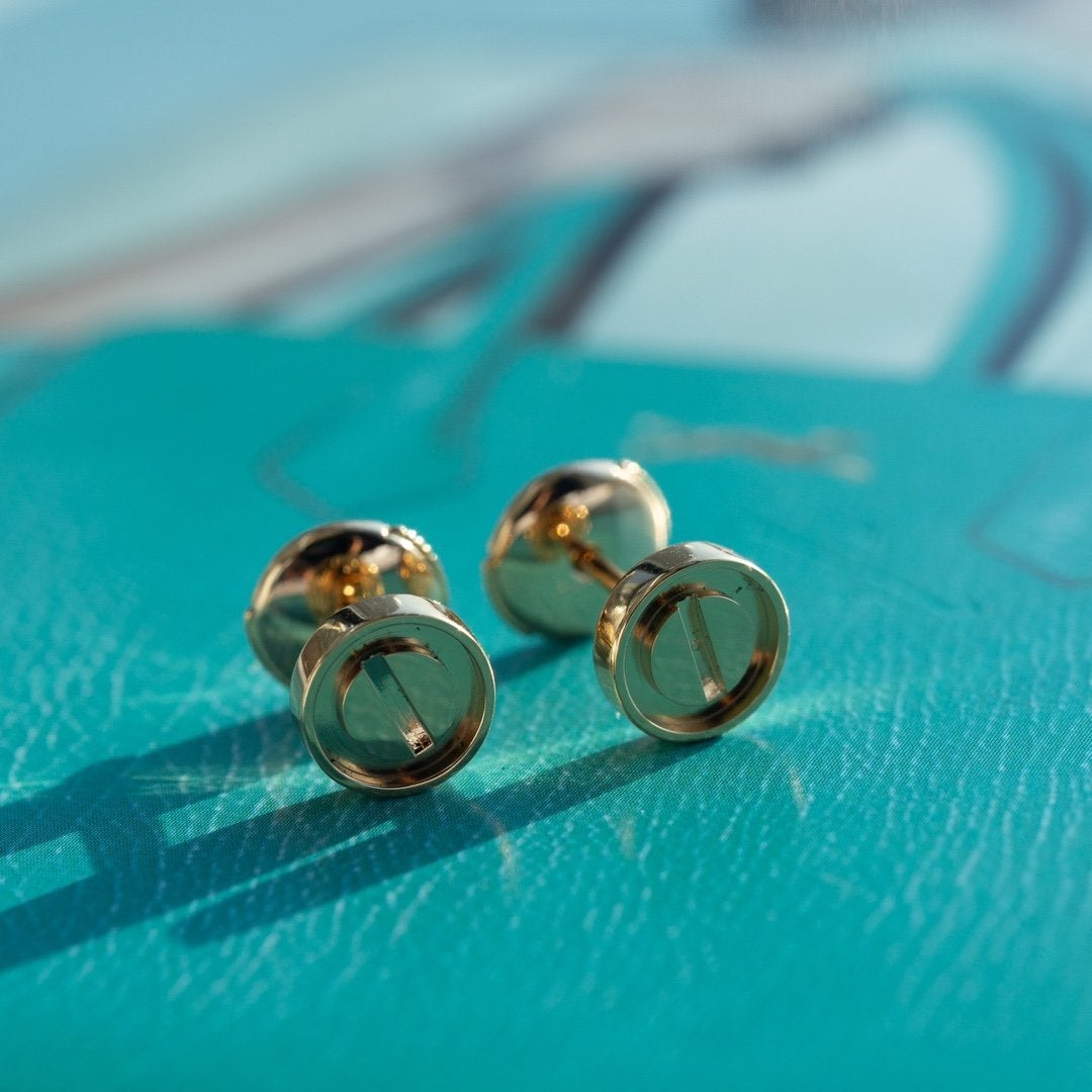 [Dawnora Jewelry]LOVE EARRINGS PINK GOLD 10MM
