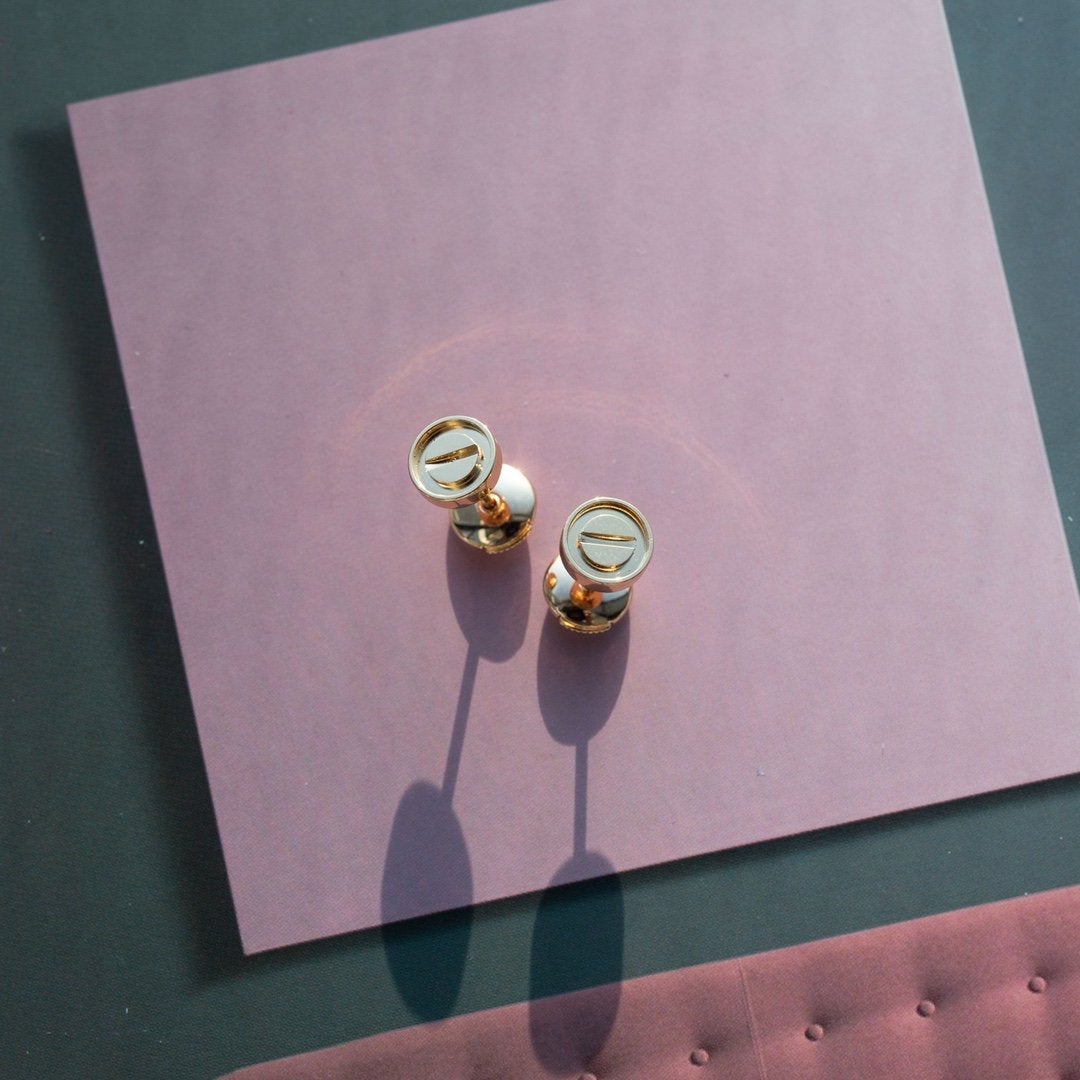 [Dawnora Jewelry]LOVE EARRINGS PINK GOLD 10MM