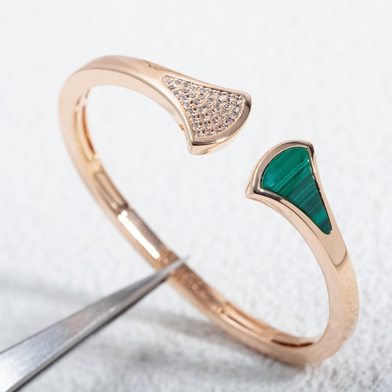 [Dawnora Jewelry]DREAM BRACELET OPEN MALACHITE PINK GOLD