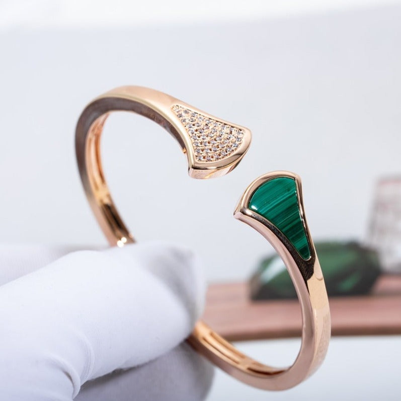 [Dawnora Jewelry]DREAM BRACELET OPEN MALACHITE PINK GOLD