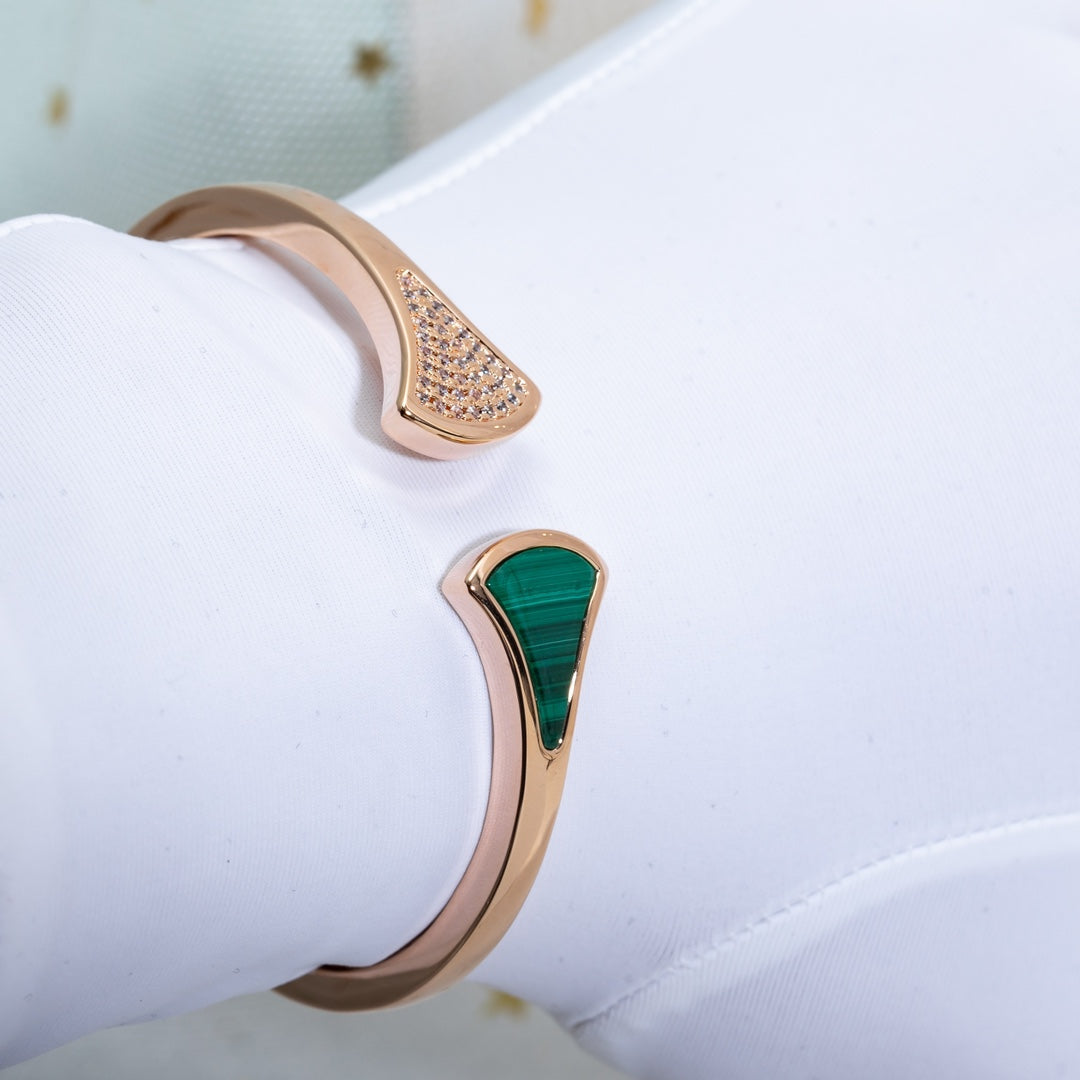 [Dawnora Jewelry]DREAM BRACELET OPEN MALACHITE PINK GOLD