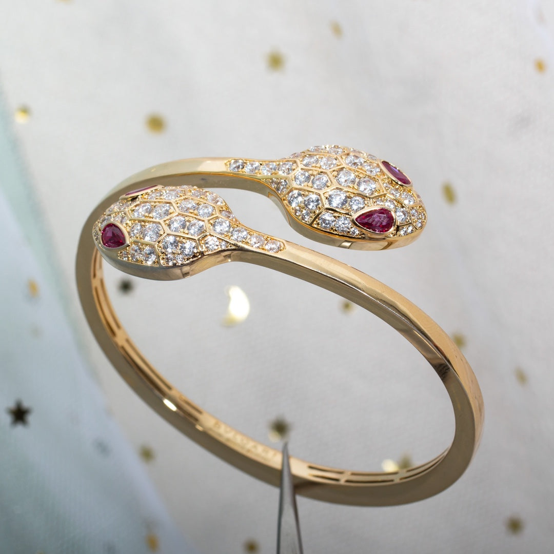 [Dawnora Jewelry]SERPENTI BRACELET PINK GOLD DIAMOND DOUBLE SNAKE