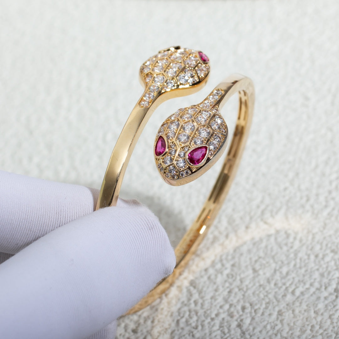 [Dawnora Jewelry]SERPENTI BRACELET PINK GOLD DIAMOND DOUBLE SNAKE