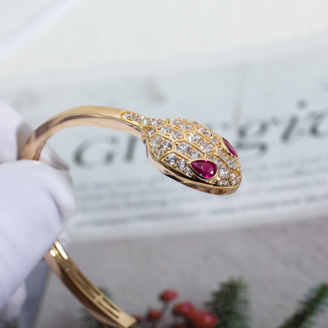 [Dawnora Jewelry]SERPENTI BRACELET PINK GOLD DIAMOND DOUBLE SNAKE