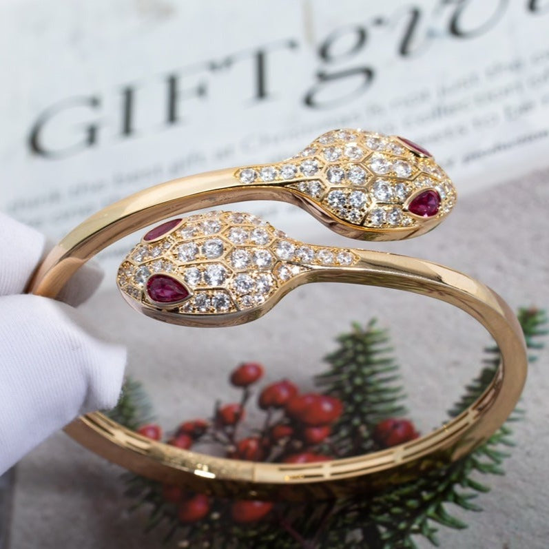 [Dawnora Jewelry]SERPENTI BRACELET PINK GOLD DIAMOND DOUBLE SNAKE