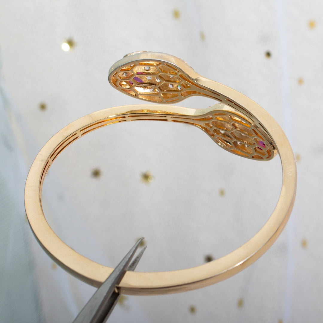 [Dawnora Jewelry]SERPENTI BRACELET PINK GOLD DIAMOND DOUBLE SNAKE