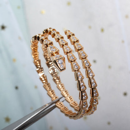 [Dawnora Jewelry]SERPENTI BRACELET PINK GOLD DIAMOND DOUBLE ROW