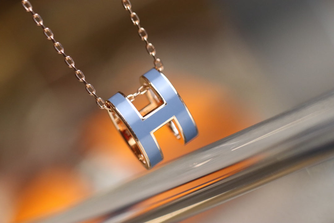 [Dawnora Jewelry]POP H PEDANT PINK GOLD