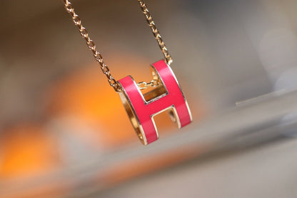 [Dawnora Jewelry]POP H PEDANT PINK GOLD