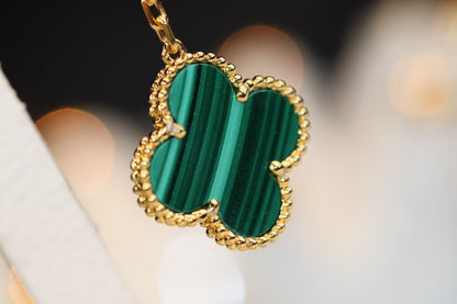 [Dawnora Jewelry]CLOVER EARRINGS GOLD MALACHITE DIAMOND 3 MOTIF