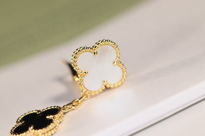 [Dawnora Jewelry]CLOVER EARRINGS GOLD ONYX MOP 3 MOTIF