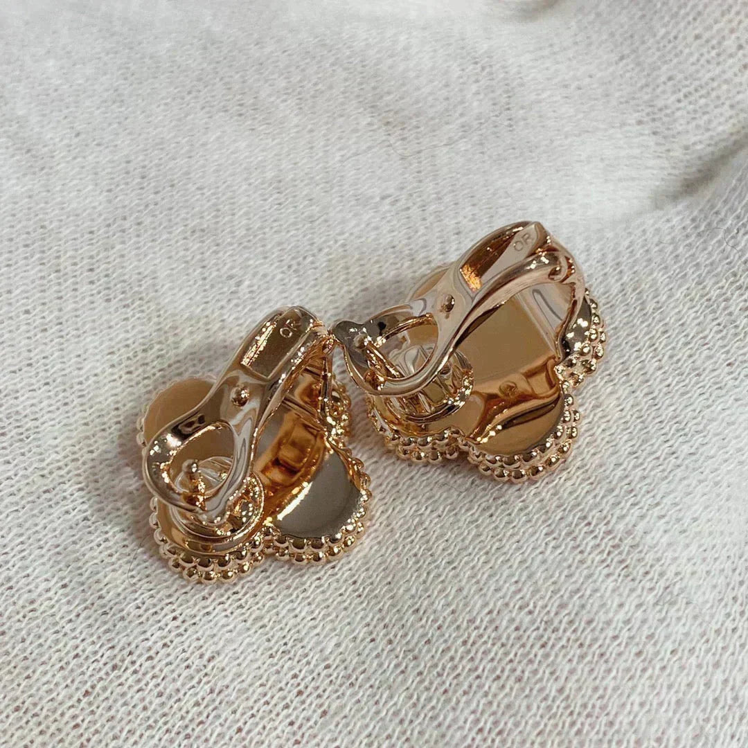 [Dawnora Jewelry]CLOVER MEDIUM 1 MOTIFS CARNELIAN  DIAMOND earrings