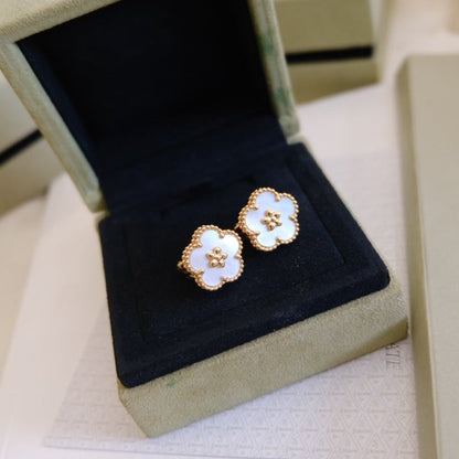 [Dawnora Jewelry]LUCKY PINK GOLD WHITE MOP EARRINGS