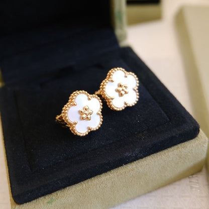 [Dawnora Jewelry]LUCKY PINK GOLD WHITE MOP EARRINGS