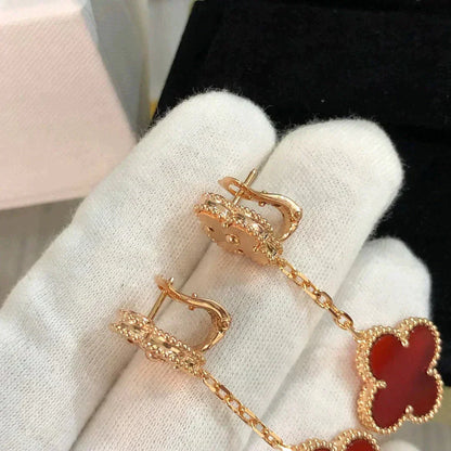 [Dawnora Jewelry]CLOVER 2 MOTIF  LASER CARNELIAN EARRINGS