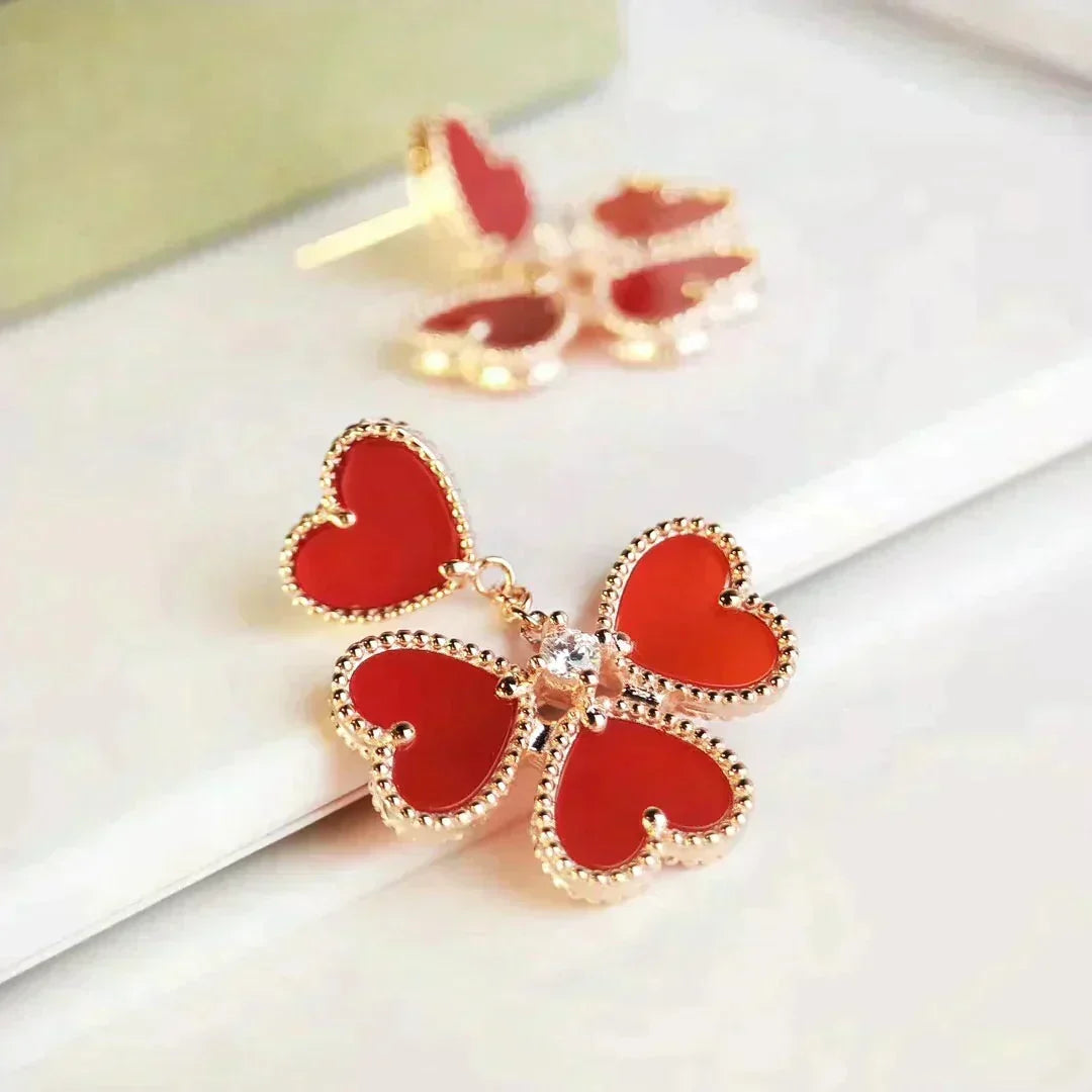 [Dawnora Jewelry]SWEET CLOVER CARNELIAN EARRINGS