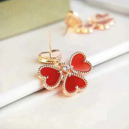 [Dawnora Jewelry]SWEET CLOVER CARNELIAN EARRINGS
