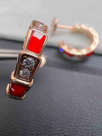 [Dawnora Jewelry]SERPENTI CARNELIAN PINK GOLD EARRINGS