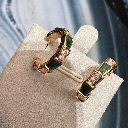 [Dawnora Jewelry]SERPENTI MALACHITE PINK GOLD EARRINGS