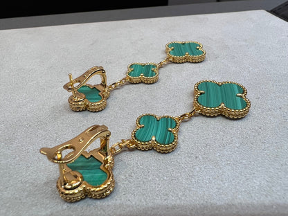 [Dawnora Jewelry]CLOVER MALACHITE 3 MOTIFS GOLD
