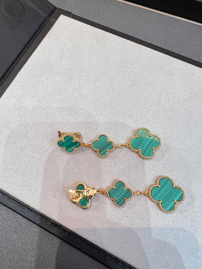 [Dawnora Jewelry]CLOVER MALACHITE 3 MOTIFS GOLD