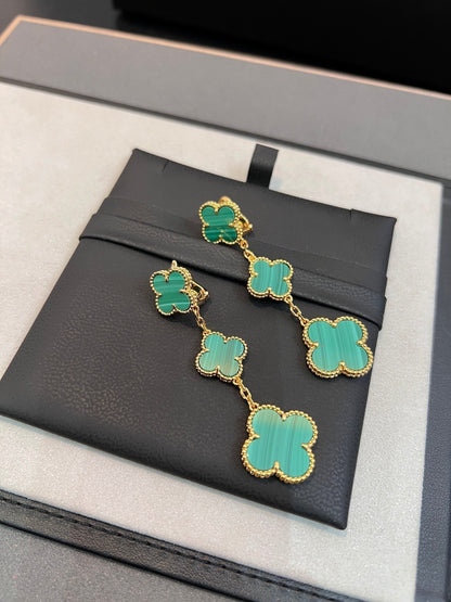 [Dawnora Jewelry]CLOVER MALACHITE 3 MOTIFS GOLD