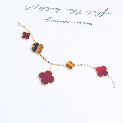 [Dawnora Jewelry]CLOVER BRACELET 5 MOTIFS CARNELIAN TIGER EYE