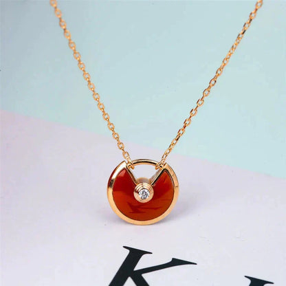 [Dawnora Jewelry]AMULETTE GOLD CARNELIAN ONYX NECKLACE