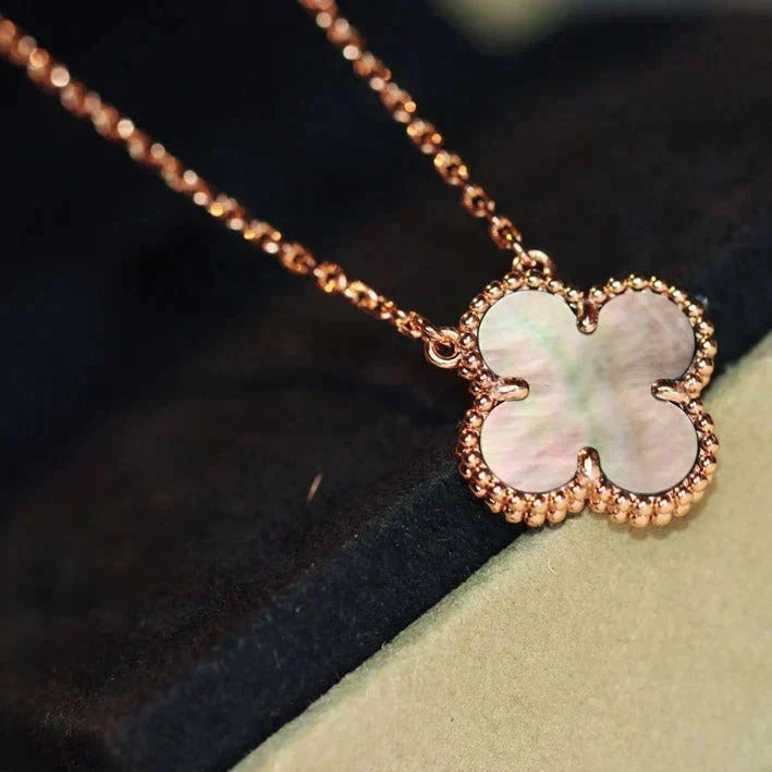 [Dawnora Jewelry]CLOVER 15MM  GRAY MOTHER OF PEARL NECKLACE