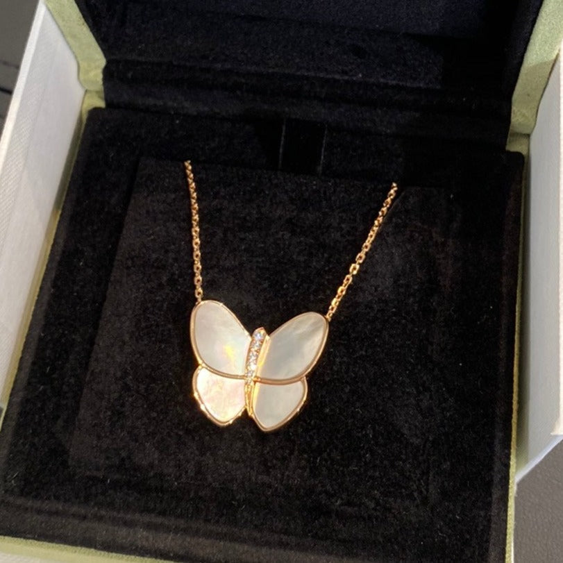 [Dawnora Jewelry]BUTTERFLY GOLD MOP DIAMOND NECKLACE