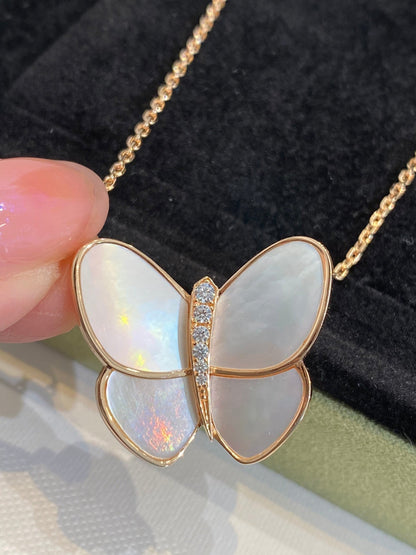 [Dawnora Jewelry]BUTTERFLY GOLD MOP DIAMOND NECKLACE