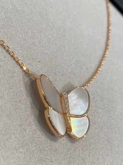 [Dawnora Jewelry]BUTTERFLY GOLD MOP DIAMOND NECKLACE