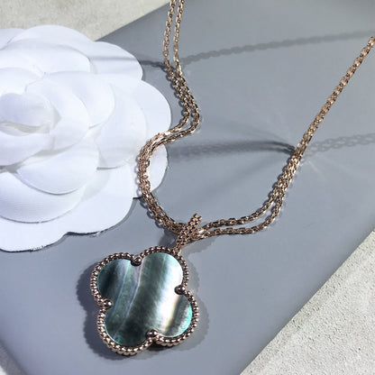 [Dawnora Jewelry]CLOVER 25MM GOLD DARK MOP BIG CLOVER NECKLACE