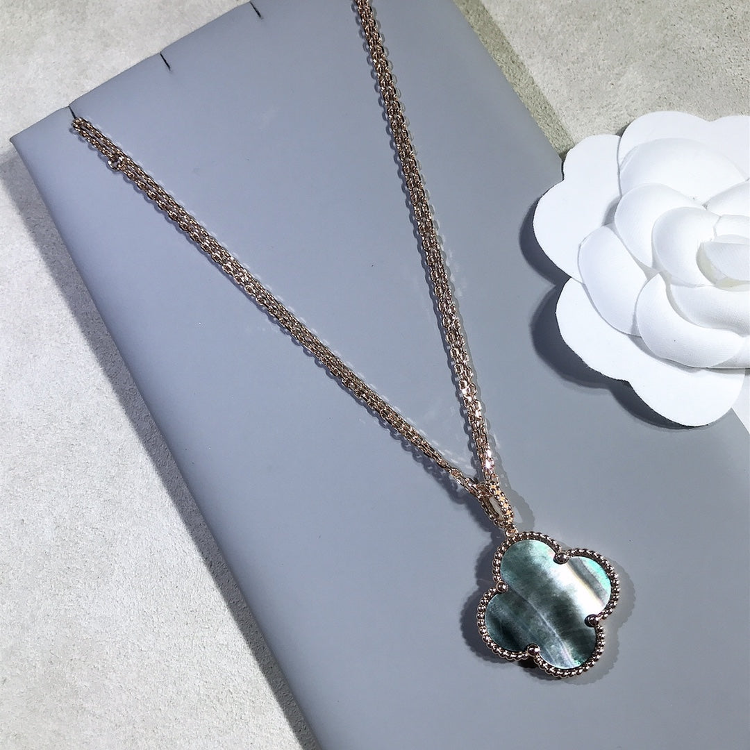 [Dawnora Jewelry]CLOVER 25MM GOLD DARK MOP BIG CLOVER NECKLACE