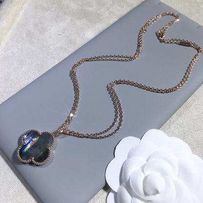 [Dawnora Jewelry]CLOVER 25MM GOLD DARK MOP BIG CLOVER NECKLACE