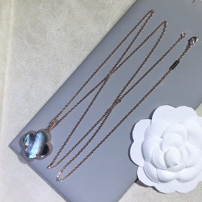 [Dawnora Jewelry]CLOVER 25MM GOLD DARK MOP BIG CLOVER NECKLACE