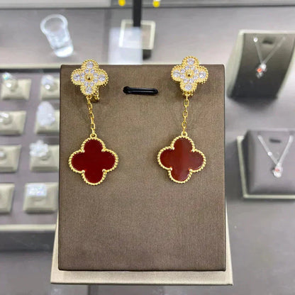 [Dawnora Jewelry]CLOVER  2 MOTIFS  DIAMOND  EARRINGS (MULTIPLE CHOICESç´