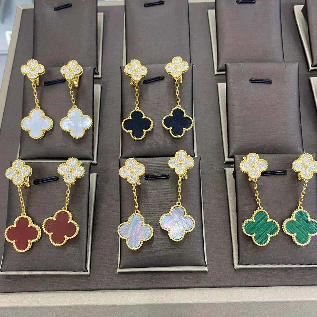 [Dawnora Jewelry]CLOVER  2 MOTIFS  DIAMOND  EARRINGS (MULTIPLE CHOICESç´