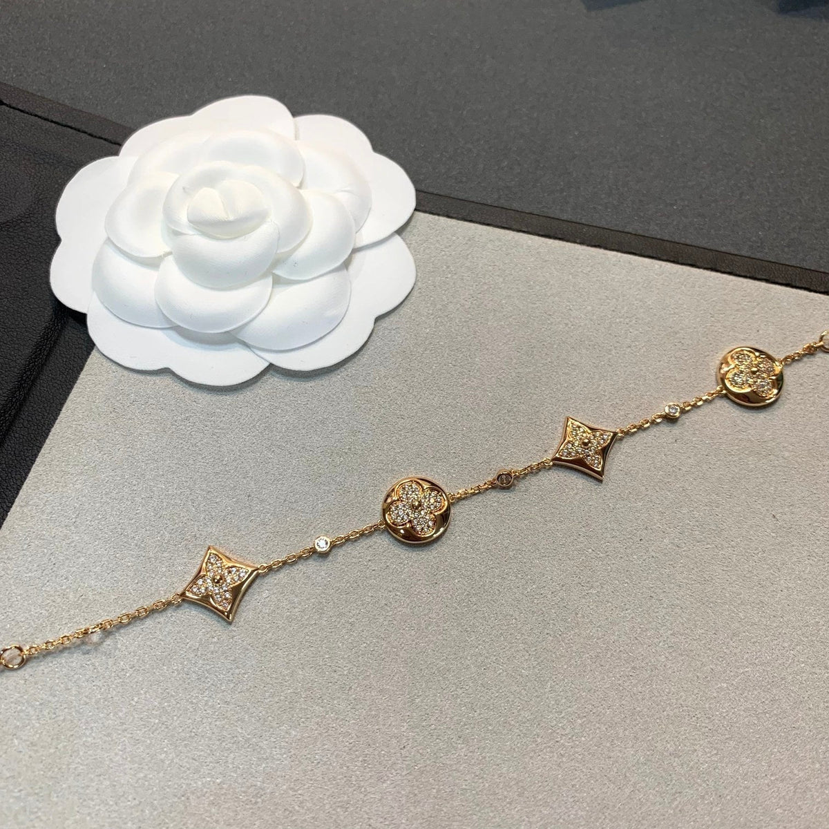 [Dawnora Jewelry]STAR AND SUN 4 MOTIFS GOLD DIAMONDS BRACELET