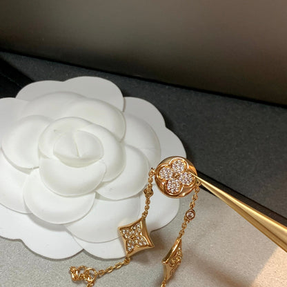 [Dawnora Jewelry]STAR AND SUN 4 MOTIFS GOLD DIAMONDS BRACELET