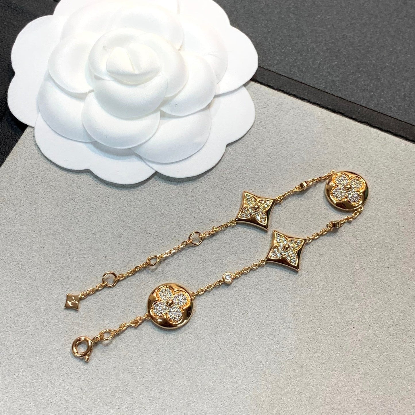 [Dawnora Jewelry]STAR AND SUN 4 MOTIFS GOLD DIAMONDS BRACELET