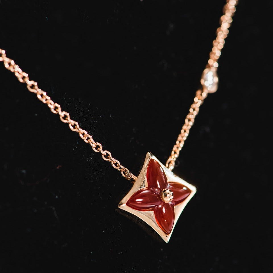 [Dawnora Jewelry]STAR NECKLACE PINK GOLD 1 DIAMOND